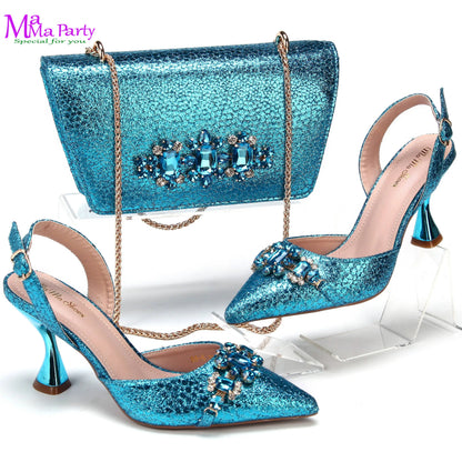 Wine Fashion Leisure Style 2025 New Coming Nigerian Women Shoes Matching Bag Set Pointed Toe High Quality  For Wedding Party