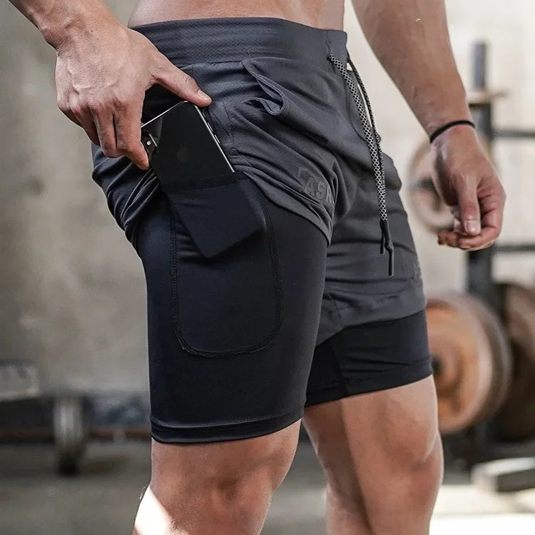 Men's Summer Quick Dry Running 2 in 1 Shorts Sports Jogger Short Pants Male Gym Fitness Workout Sweatpants Plus Size M-5XL
