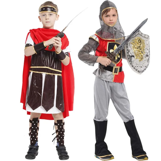 Child Greek Roman Warrior Gladiator Costume Boys Knight Cosplay Carnival Party Fancy Dress No Weapon