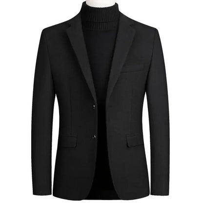 Brand Business Casual Wool Blazer Men 2026 Autumn and Winter New Solid Men Blazer Regular Fit Long Sleeve Blazers for Men