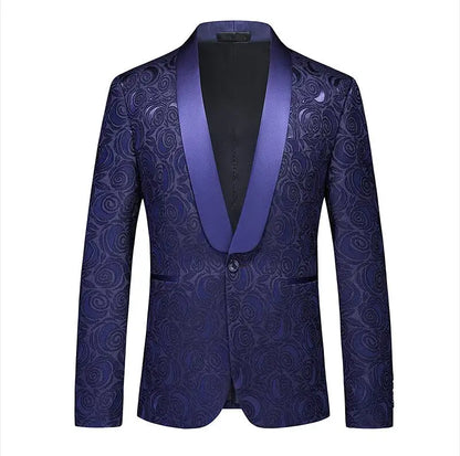 2026 New Men's White Rose Pattern Suit Jacket, Wedding Party Dress Coat, High Quality Men Slim Blazers Masculino Big Size M-6XL