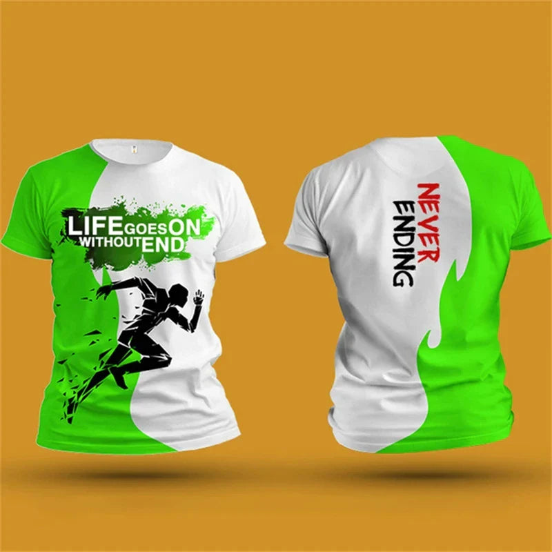 Men's T shirt Outdoor Fitness Run Sports T-Shirts Summer New Casual Women's Short Sleeve Tops Fashion 3D Gradient Harajuku Tops