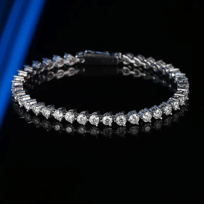 3 Prong 2.5mm 3mm Full D Color Moissanite Diamond Tennis Bracelet for Women 925 Silver Link Chain Spring Buckle Bracelets