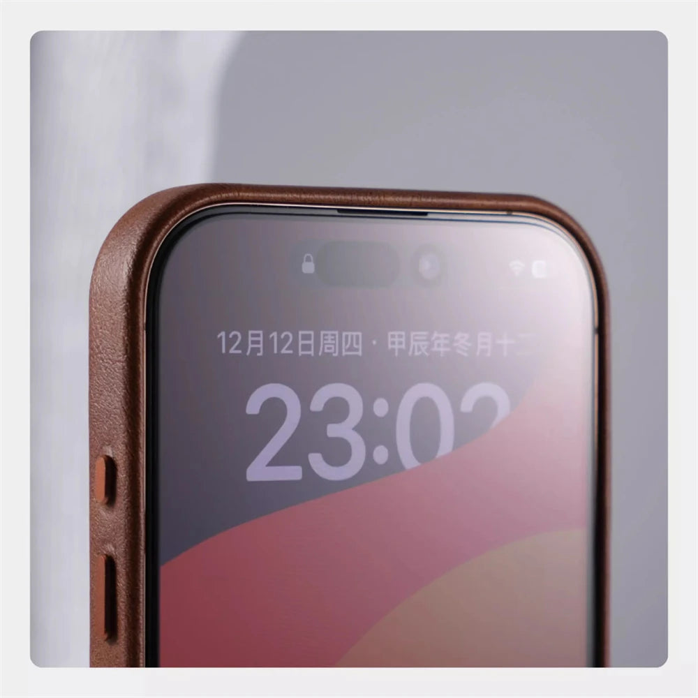 Luxury Business Retro Leather Magnetic Case For iPhone 17 Pro Max 16 Plus 15 14 13 MagSafe Alloy Lens Wireless Charging Cover