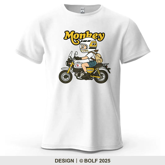 Men's Monkey Motorcycle Graphic Short Sleeve T-Shirt 100% Cotton Cartoon Printed Tops Tee for Women Summer Casual Sportswear