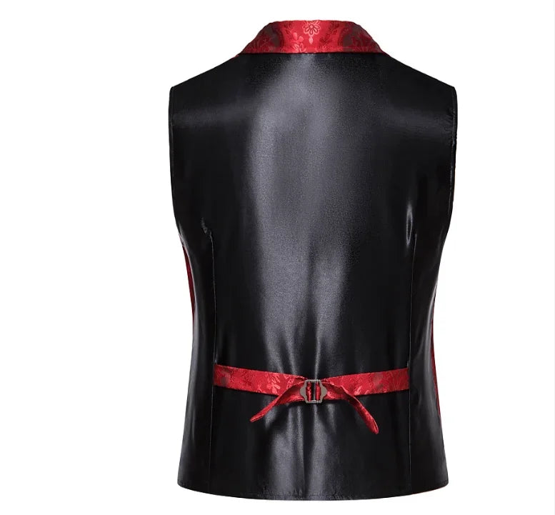 New Men Jacquard Suit Vest Loose Tops Red / Green  / Blue / Pink Fashion Male Wedding Prom Party Luxury Dress Waistcoat