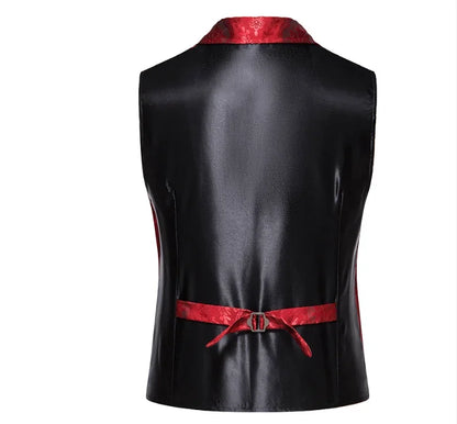 New Men Jacquard Suit Vest Loose Tops Red / Green  / Blue / Pink Fashion Male Wedding Prom Party Luxury Dress Waistcoat
