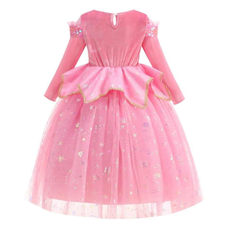 Sleeping Beauty Dress For Girls Pink Princess Costume Halloween Carnival Party Aurora Outfits Kids Birthday Surprise Gift