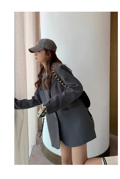 Ladies' Lazy Style Hot Sale Of The Season Early Autumn Korean Version Design Large Slit Small Size Suit Jacket Casual Elegant...