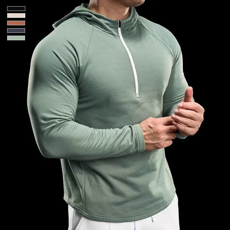 Autumn New Gym Fitness Clothes Men's Training Clothes Long-sleeved Sports Quick-drying Sweatshirts Casual Hooded Fitness Clothes