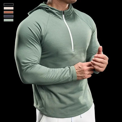 Autumn New Gym Fitness Clothes Men's Training Clothes Long-sleeved Sports Quick-drying Sweatshirts Casual Hooded Fitness Clothes