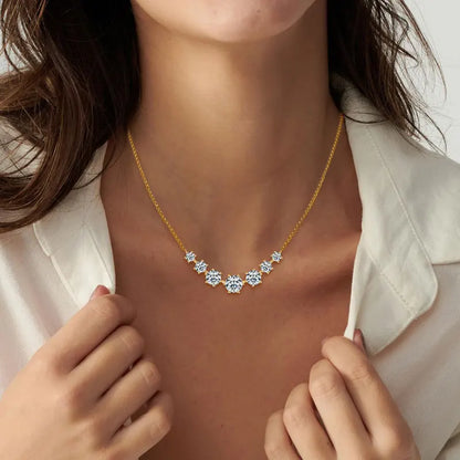 Round Cut Moissanite Smiley Curve Pendant Necklace Chains for Women Real 925 Sterling Silver Wedding Fine Jewelry Gifts