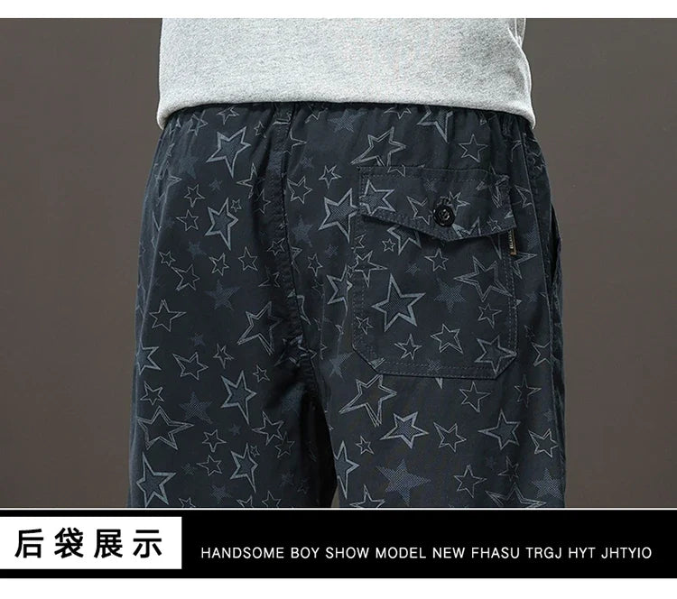 Streetwear Star Print Shorts Men Hawaii Beach Casual Shorts Outdoor Cotton Sports Elastic Waist 6XL Oversized Baggy Half Pants