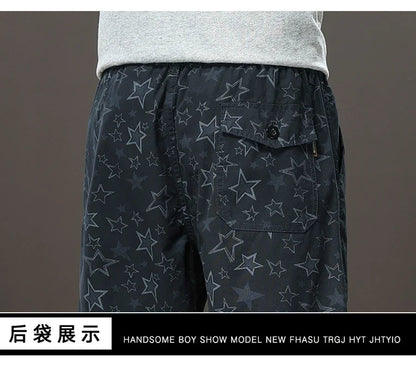 Streetwear Star Print Shorts Men Hawaii Beach Casual Shorts Outdoor Cotton Sports Elastic Waist 6XL Oversized Baggy Half Pants