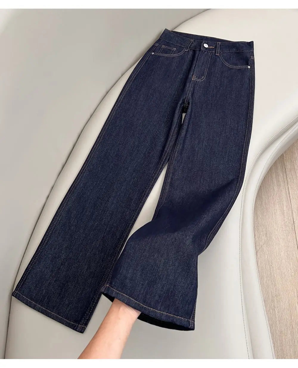 Retro Silk Wide Leg Jeans Women Summer 2026 Korean Style Lyocell Casual Versatile Straight Leg Denim Pants High Quality Trousers