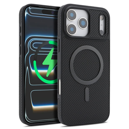 Luxury Carbon Fiber Magnetic Leather Phone Case For iPhone 17 Pro Max 16 Plus 15 14 13 12 For Magsafe Shockproof Slim Fit Cover