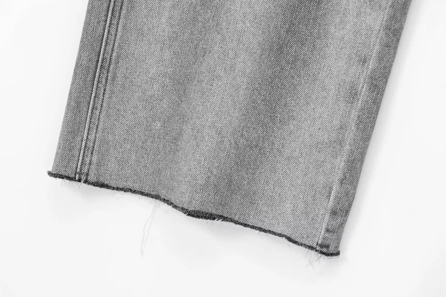 Wide-leg high-waisted jeans  women's classic everything with five pockets washed soft comfortable ultra-long jeans6045022