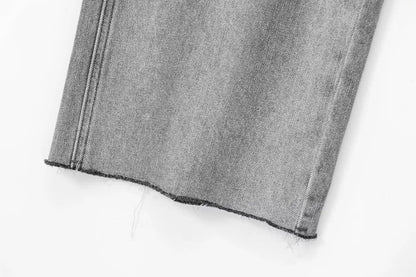 Wide-leg high-waisted jeans  women's classic everything with five pockets washed soft comfortable ultra-long jeans6045022