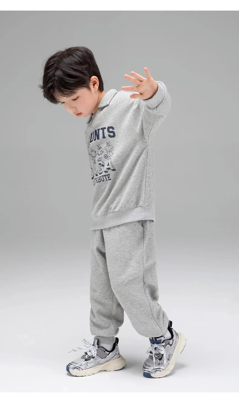 Spring Autumn Girls Boys Alphabet Workout Preppy Sweatshirt+Sweatpant School Kids Tracksuit Child 2PCS Outfit Jogger Set 3-14Yrs