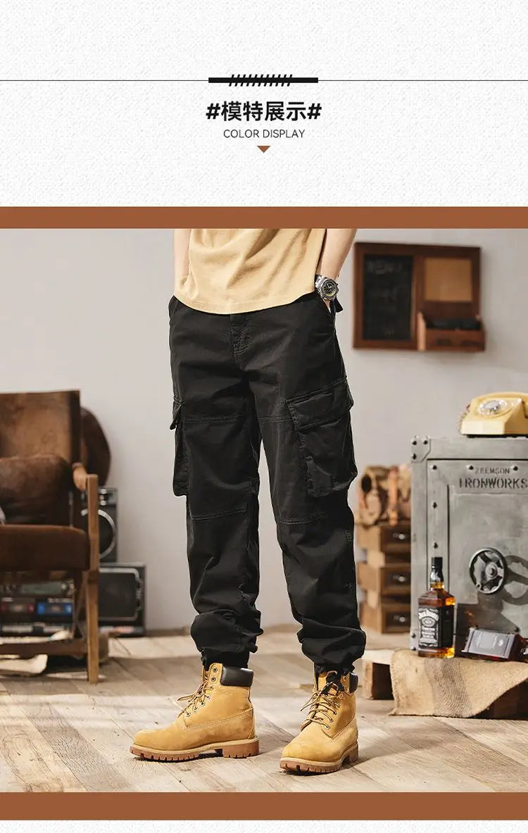 Men Fashion Military Cargo Pants Regualr Straight Fit Cotton Camouflage Green Black Grey Color Trousers W9202