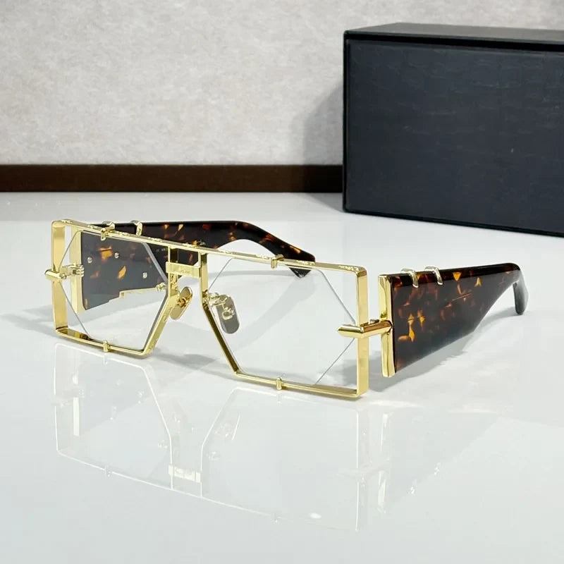 Hexagon 004 Desinger Brand Sunglasses Men Women Metal Thick Acetate Luxury Square Classical Outdoor Solar Shades UV400 with Case