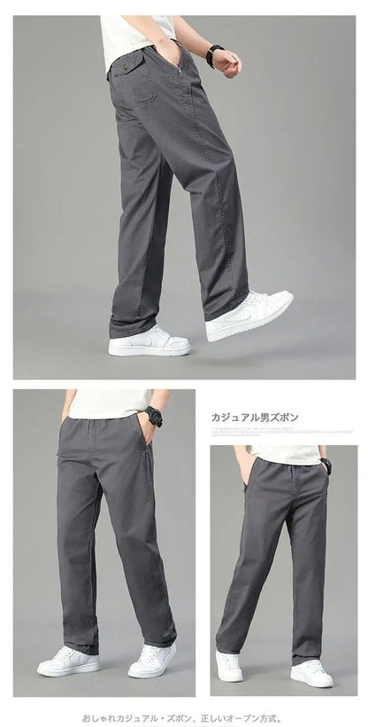 Big Size Men's Cargo Pants Casual Loose Straight Pants Cotton Long Trousers Zipper Pockets Mens Jogger Pants 5XL 6XL