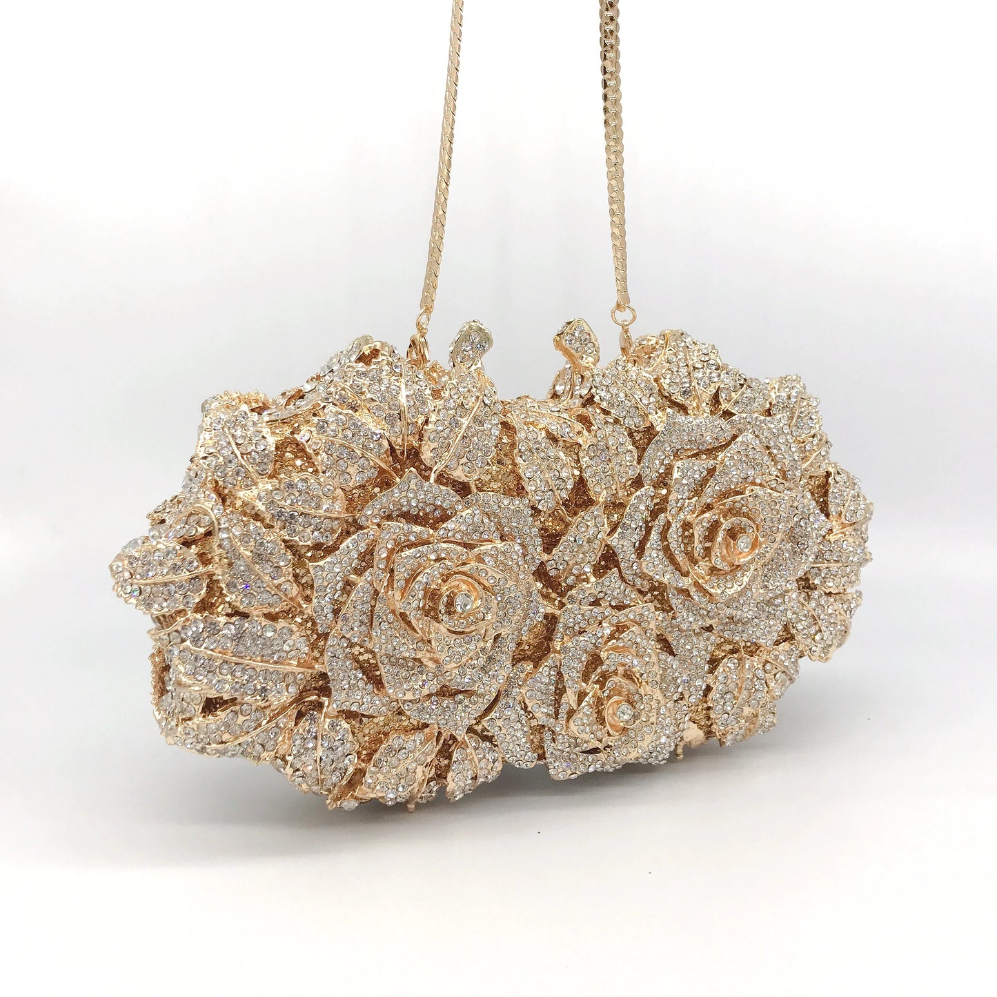 High Quality Luxury Rose Diamond Women Luxury Rhinestone Crossbody Clutch Evening Bag
