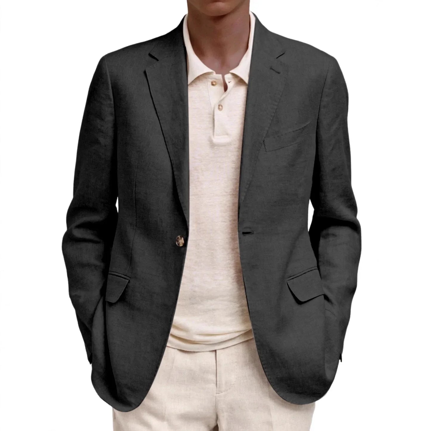 Spring Autumn Men's Single Button Blazers Solid Smart Casual Turn Down Collar Suit Outwear Male Slim Fit Fashion Blazer Coat Man