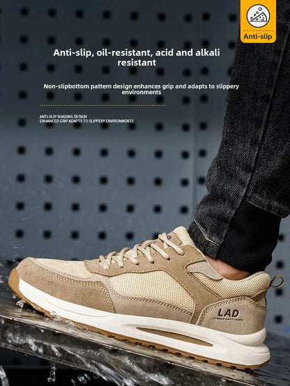 light summer safety shoes for men breathable work shoes odor proof work boots with steel toe cap construction protection shoes