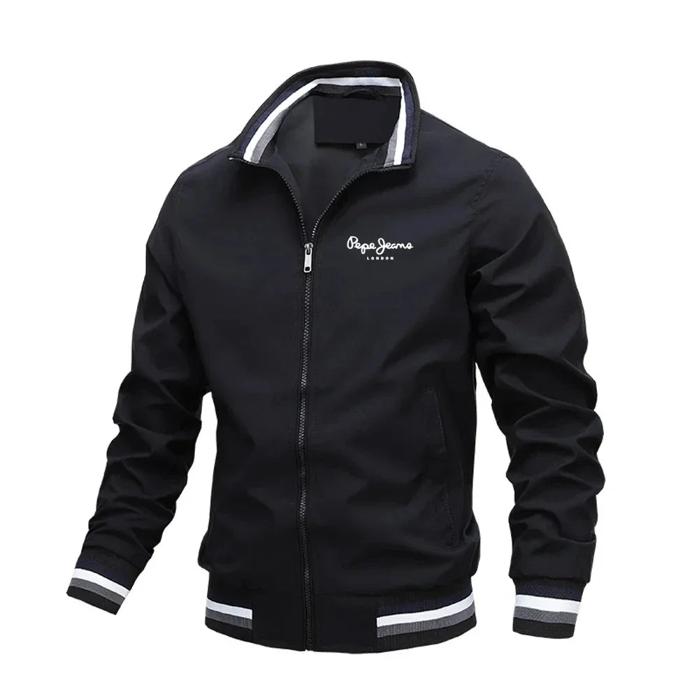 New Spring and Autumn Men's Stand Collar Casual Zipper Jacket Outdoor Sports Coat Windbreaker Jacket for Men Waterproof Bomber
