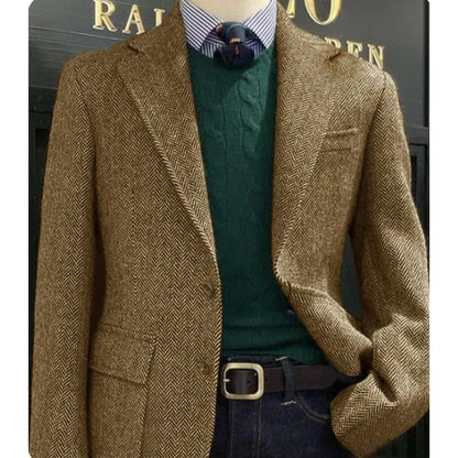 Elegant Mens Suit Jacket Herringbone Single Breasted Business Suit Blazer Casual Jacket Tailleur Fashion Slim Fit Comfortable