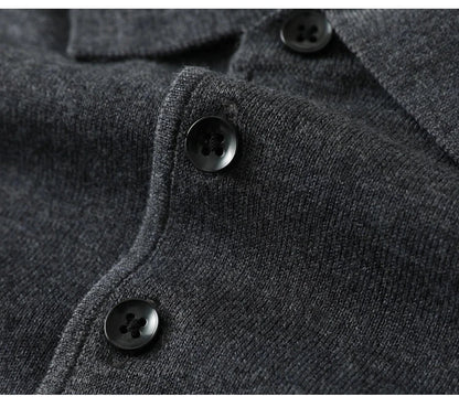 Spring Autumn Men Shirt  Merino Worsted Wool Knitted Pullover Long Sleeve Polo-Collar Clothing Tops Smart Casual Thin Outerwears
