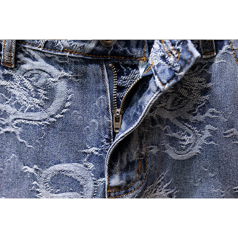 Printed Men's Clothing Denim Shorts Men Summer New Fashion Bermuda Jeans Street Wear Straight Personality Male Short Pants