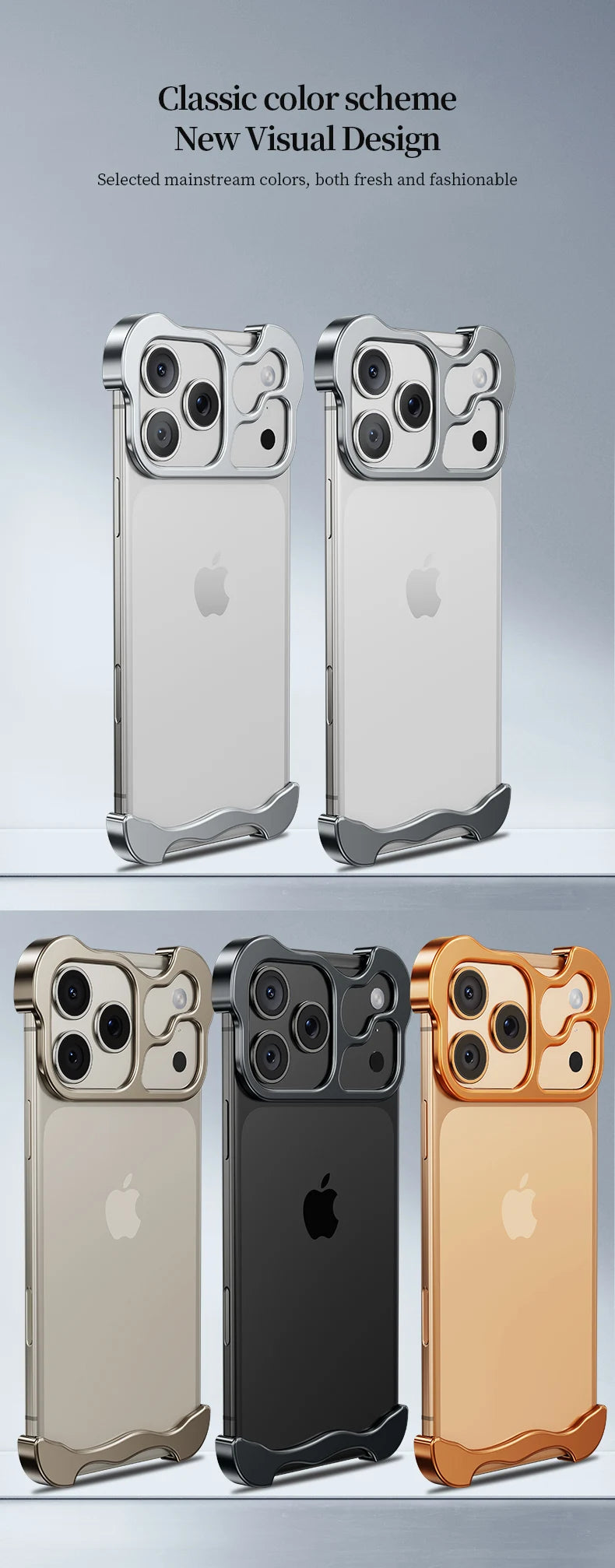 Luxury Irregular Metal Bumper Phone Case For iPhone 17 Air Pro Max Aluminum Shockproof Corner Pads Plating Ultra Thin Back Cover