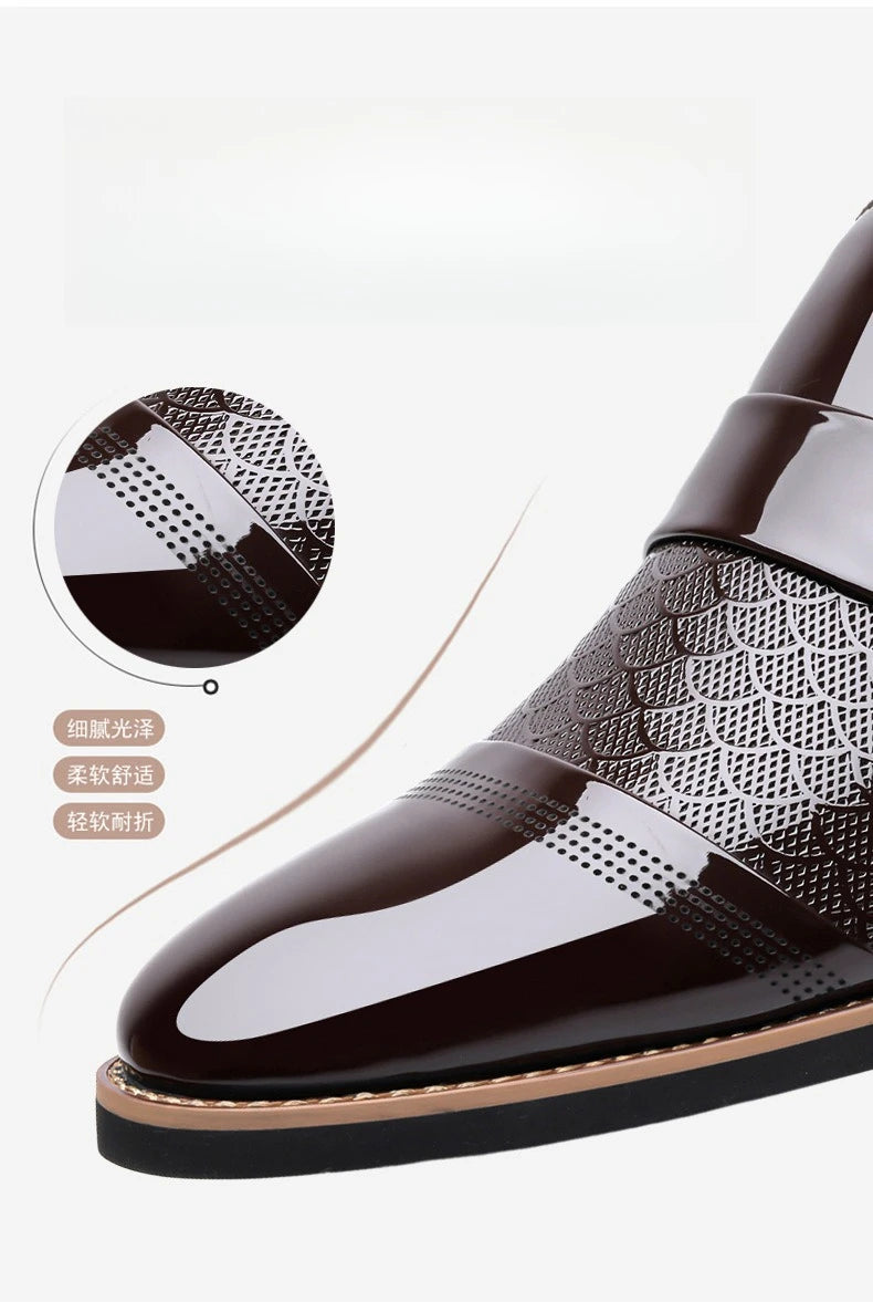 New Designer Patent Leather Wedding Shoes for Men Solid Color Business Casual Shoes Male Spring Autumn Fashion Dress Shoes Man