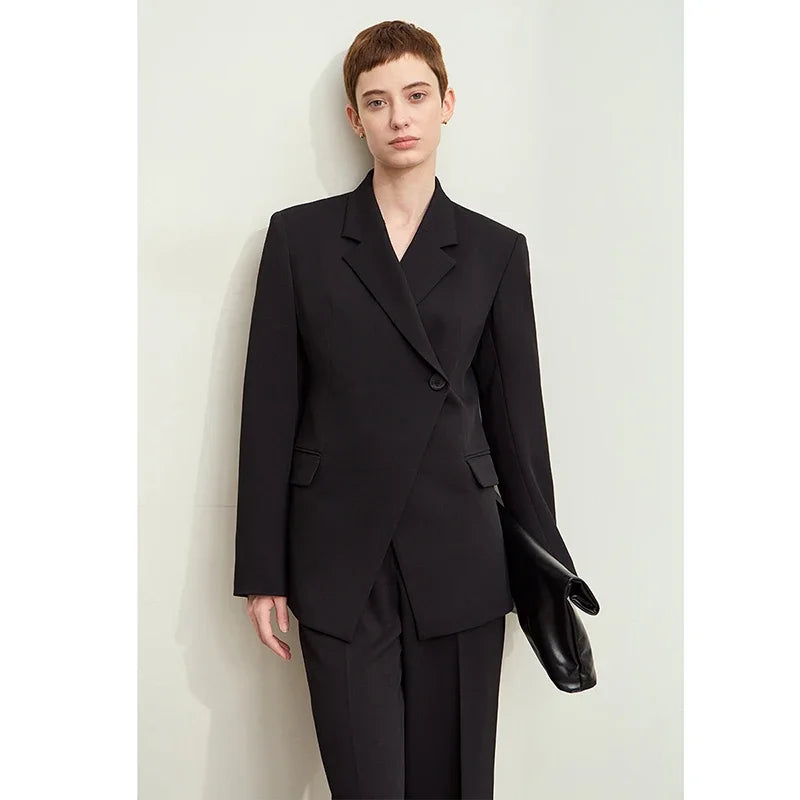 Minimalism 2024 Autumn New Blazers Women Notched Basic Quality Fashion Long Professional Jacket Women's Clothing 12443051