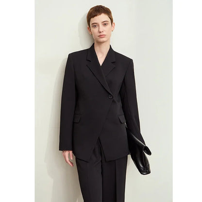 Minimalism 2024 Autumn New Blazers Women Notched Basic Quality Fashion Long Professional Jacket Women's Clothing 12443051