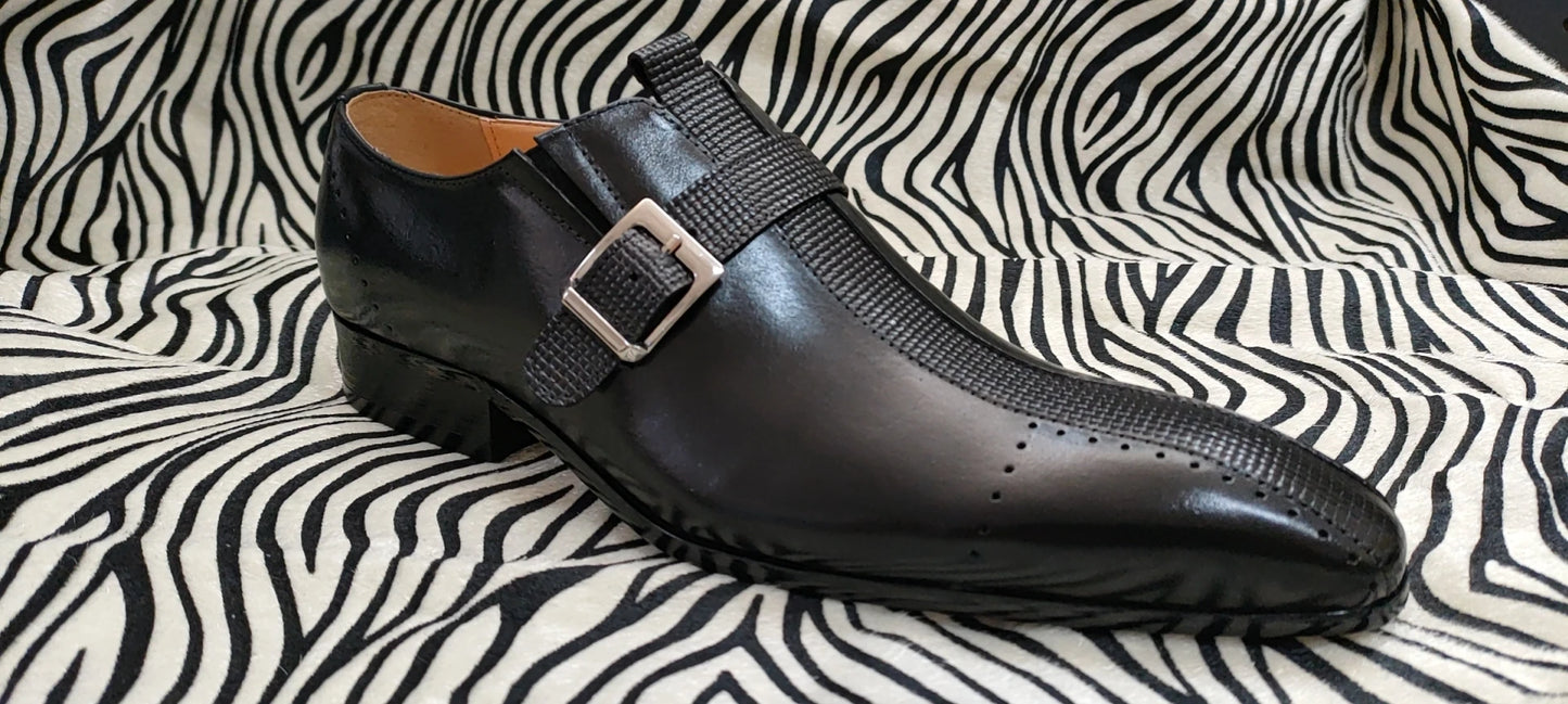 New Men's Genuine Leather Shoes Fashion Leather Buckle Formal Oxford Shoes Office Buckle Strap Pointed Men Dress Wedding Party