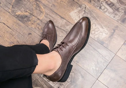 Men's British Style Leather Shoes Korean Version Pointed Toe Business Formal Trendy Versatile