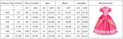 Pumber Bros Vedio Game Movie Cosplay Girl Peach Dress up Lace Ball Gown Princess Costume Kid Cute Halloween Clothing Frock 2-10Y