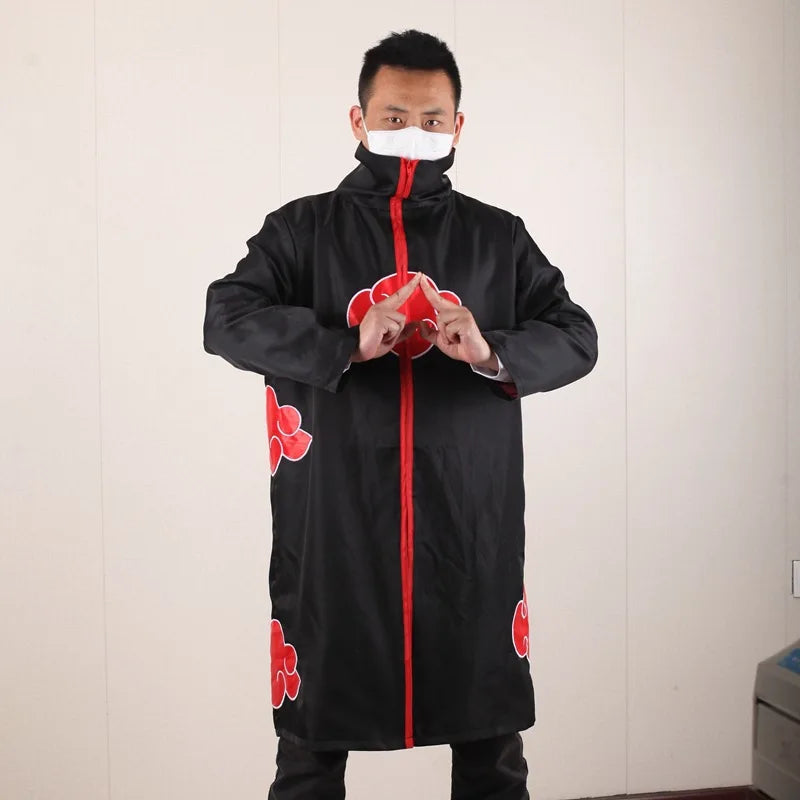 Anime Ninja Cosplay Akatsuki Cosplay Costume Uchiha Itachi Red Cloud Cloak Robe Cloak Headband Props Halloween Clothe