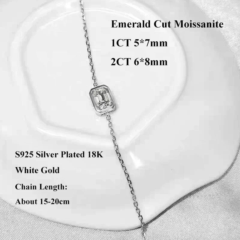 1/2CT Bezel Set Pear Oval Cut Moissanite Solitaire Link Bracelet Women S925 Silver Dainty Diamond Bridal Wrist Chain Gift