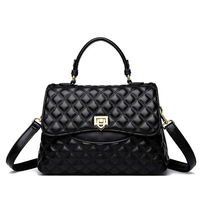 New Women's Soft Leather Shoulder Bags Multi-Layer Pockets Messenger Crossbody Bags Luxury Designer Female Handbags and Purses
