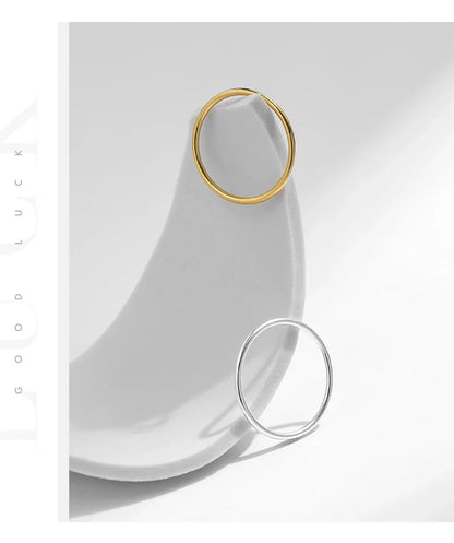 925 Sterling Silver Minimalist Thin Stackable Fashion Rings Classic Gold Color Fine Jewelry For Women Girl Party Gifts