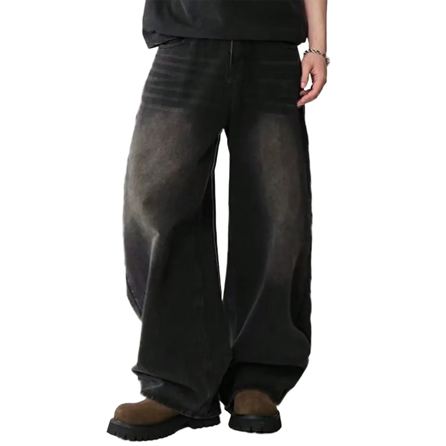 Four Season Men's Jeans Korean Version Student Casual Pants High Street Straight Loose Wide Leg Jeans Black Grey Blue Baggy Jean