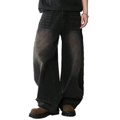 Four Season Men's Jeans Korean Version Student Casual Pants High Street Straight Loose Wide Leg Jeans Black Grey Blue Baggy Jean