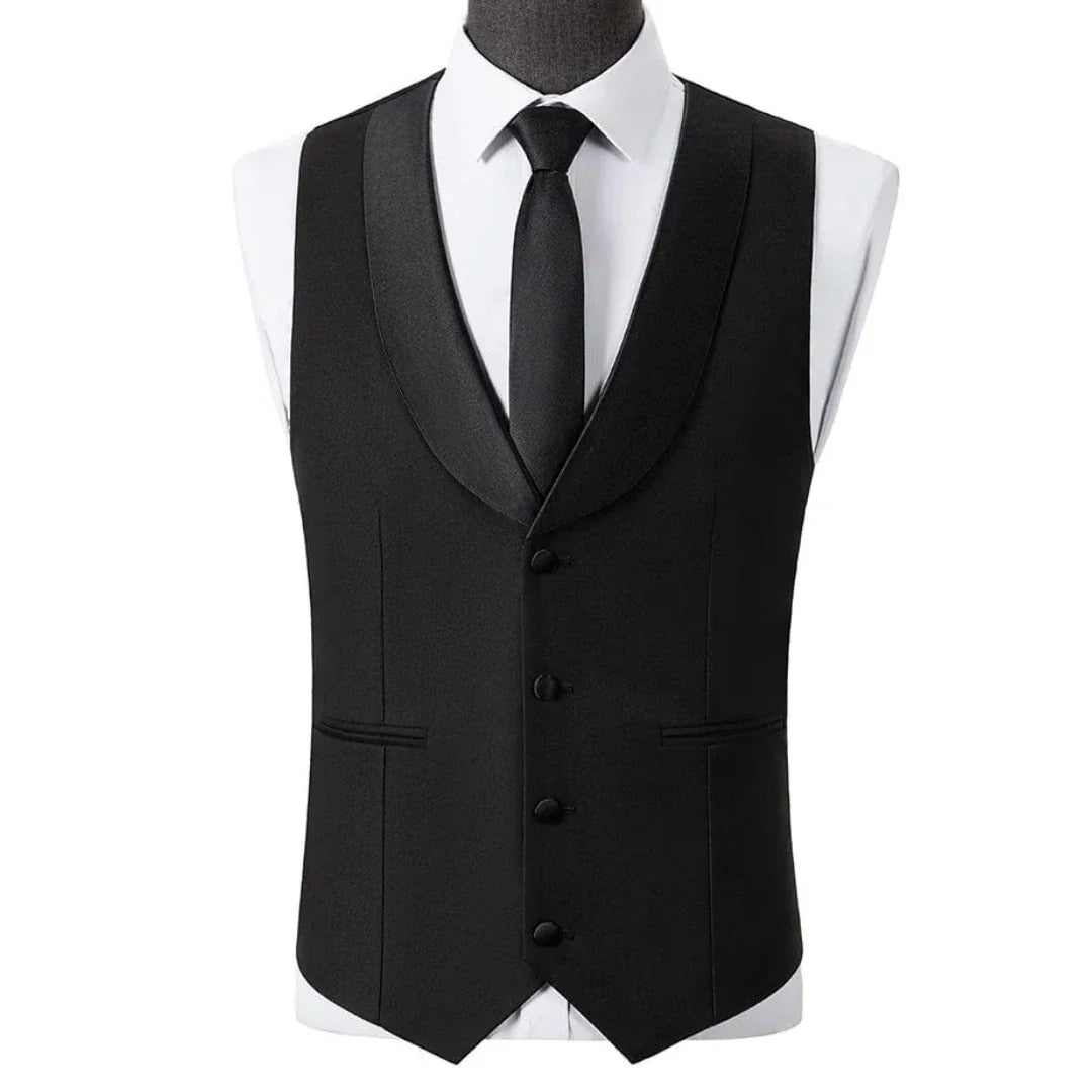 Men Vest Black Single Button With Lapel Solid Waistcoat For Wedding Banquet Business Work Office Casual Daily Men Suit Vest