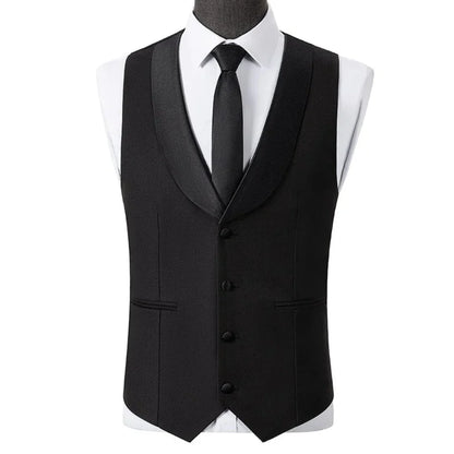 Men Vest Black Single Button With Lapel Solid Waistcoat For Wedding Banquet Business Work Office Casual Daily Men Suit Vest