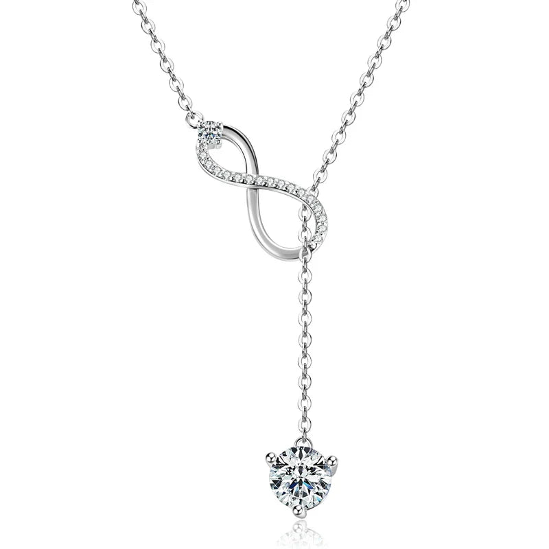Certified Moissanite Heart Infinite Pendant Necklace Chain for Women S925 Sterling Silver Necklaces Fine Jewelry Gifts