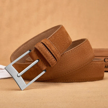 Sude Belt Cow Genuine Leather For Man And Lady With Oxford Fabric Strap Genuine Leather Luxury Pin Buckle Blue Belts